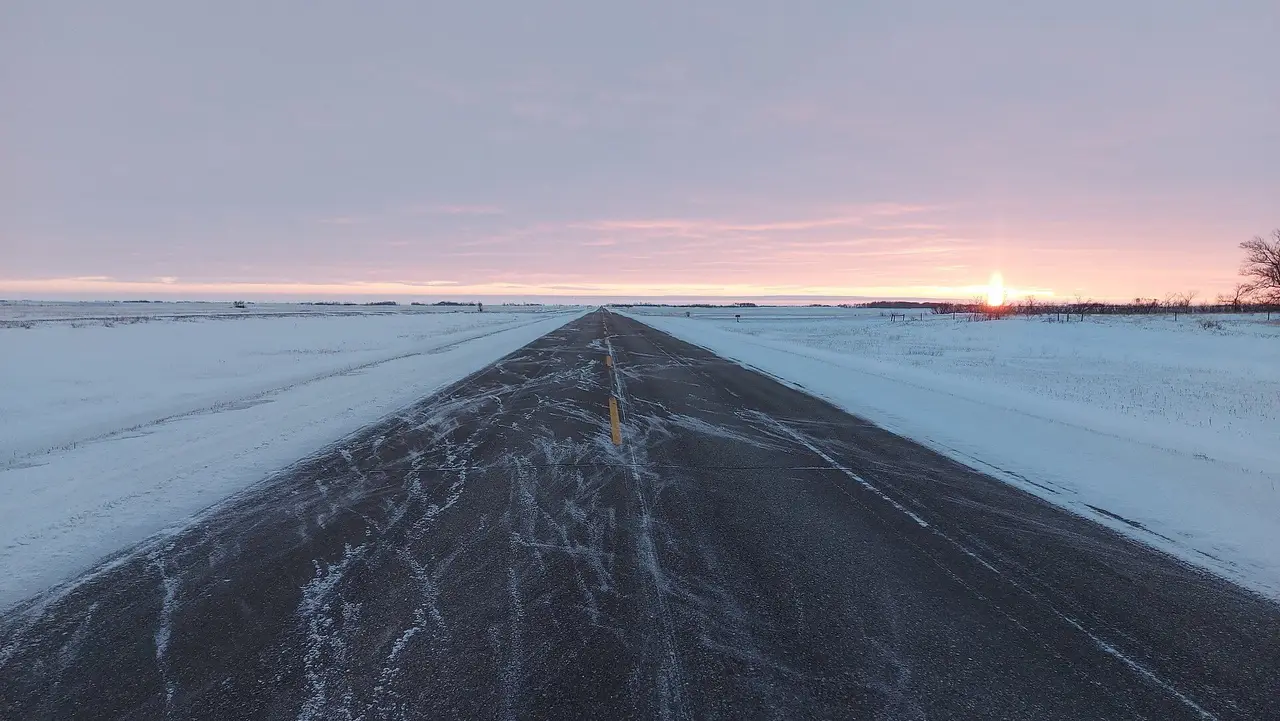 Highway 18 at dawn in winter, 2022